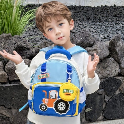 Lightweight Cartoon Tractor Backpacks for Kids - Adjustable Strap, Durable Polyester Lining
