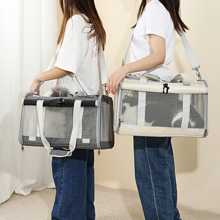 Large Roll-Up Cat Carrier for Outdoor Use, Portable, Breathable, Windproof