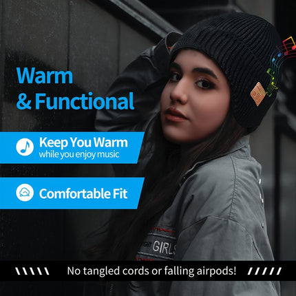 Wireless Beanie Hat With Headphones, Built-in Microphone And Stereo Speakers