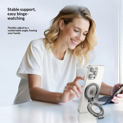 Dual-head Magnetic Ring Holder With Foldable Strong-magnetic Back Mount For Phones