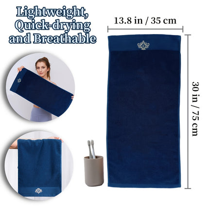 1pc Premium Embroidered Crown Towel - Soft, Absorbent, Non-Fade Cotton Material in Beige & White