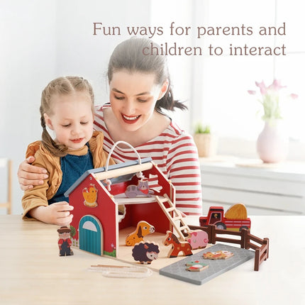 Children's Farm Cognitive Toy Wooden Barn Toy Suit