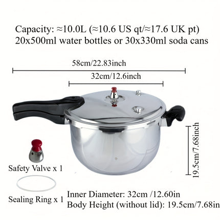 Heavy-Duty 9L/10L Large Pressure Cooker  Commercial & Home Kitchen Use