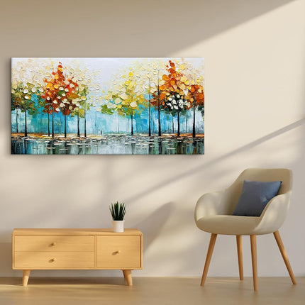 Large Handpainted Palette Knife Tree Oil Painting On Canvas Modern Abstract Landscape Art Poster Wall Pictures Home Decor