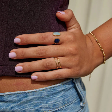 Minimalist Titanium Steel Three-Layer Geometric Line Ring
