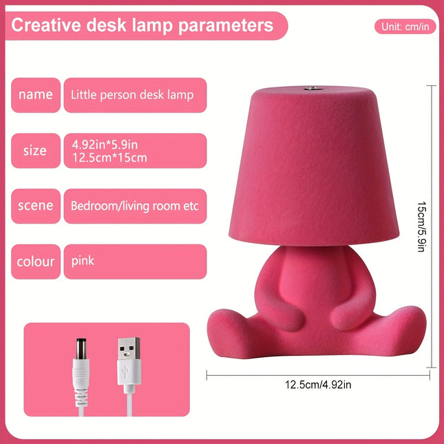 Colorful Cartoon Plush Doll Desk Lamp | Adjustable Three Light Colors, Touch Switch