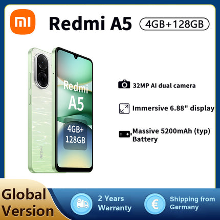Xiaomi Redmi A5 Smartphone, 4+128G, 32MP Dual AI Camera, 5200mAh Massive Battery, Octa-core,