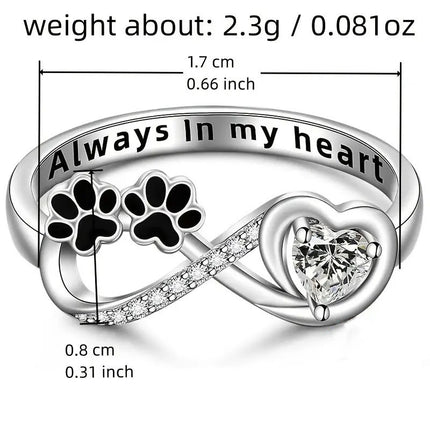 Small Dog Paw Prints Ring