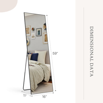 Floor Mirror- Aluminum Alloy Frame Full Body Mirror for Bathroom Living Room Bedroom and Entryway