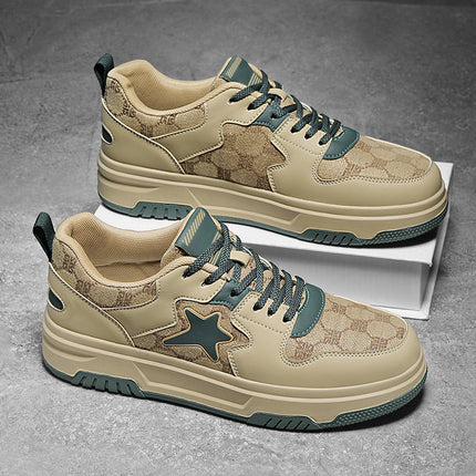 Men'S & Women'S Low-Top Skate Sneakers - & Teal Star Accent Casual Shoes, Slip-Resistant Rubber Sole, All