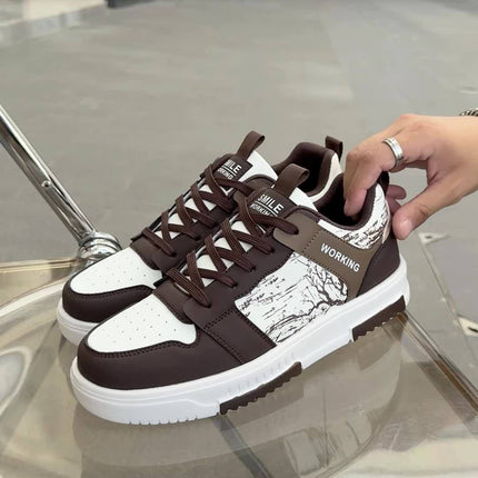 1pair Men'S Fashion Skateboard Sneakers, Casual Street Style Athletic Shoes with Branch Print