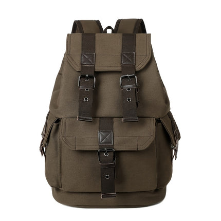 Canvas Backpack - Vintage Casual Travel Bag with Large Capacity, Adjustable Straps & Drawstring Detail