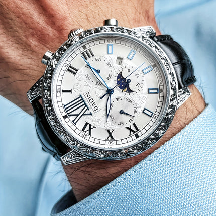Luxury Vintage Relief Men'S Watch Case Featuring a Sophisticated Design with Automatic Mechanical Movement,