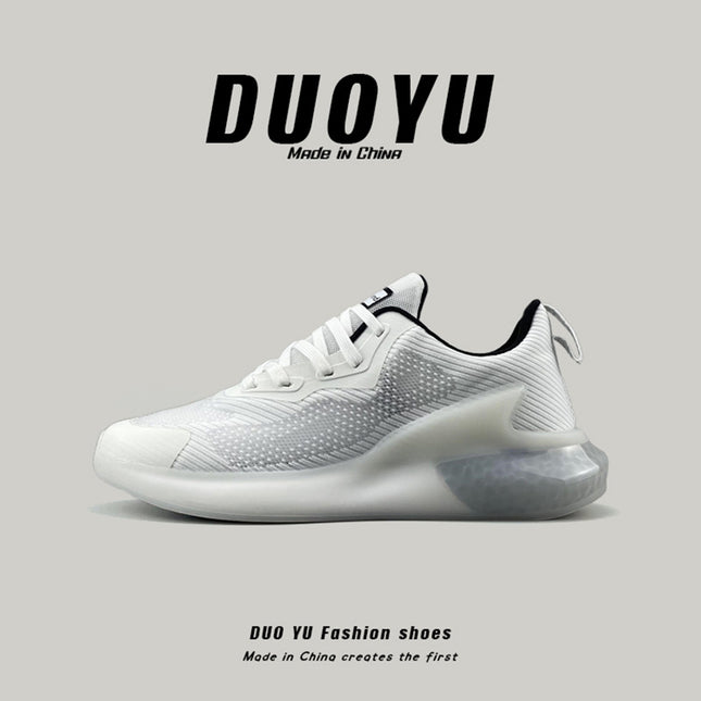 Men's Heavy-Duty White/Grey Low-Top Sneakers - Wide Width Available, Lightweight Breathable Sneakers