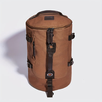 Fashion Canvas Korean-Style Backpack, Large Capacity Travel Bag, Street Outdoor Men's Casual Cylinder Bag,