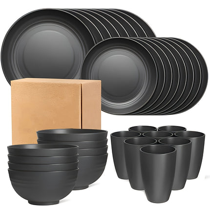 32pcs Plastic Tableware Set, Including Dinner and Side Dishes for Birthday Parties & Restaurants