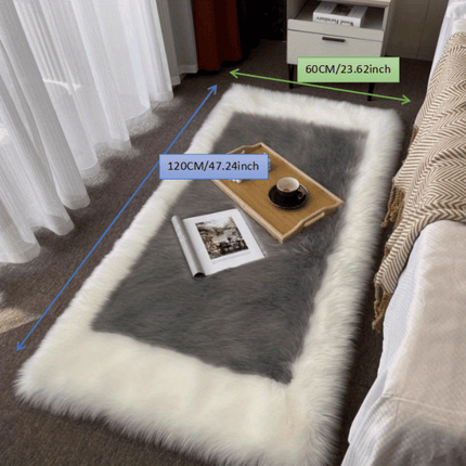 1pc Plush Bedroom Mat Indoor Simple Long Pile Washable Thickened 6cm Artificial Wool Mat