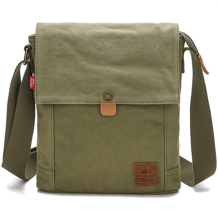 Casual Canvas Messenger Bag, Korean Style Vertical Flat Crossbody Shoulder Bag with Adjustable