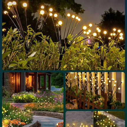 Solar Garden Lights - 4 Pack 48 LED Firefly Lights With 2 Lighting Mode, Sway By Wind, Waterproof Solar Light For Outdoor Outside Yard, Warm White