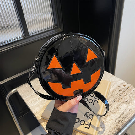 Halloween Pumpkin Small Round Bag Girls Funny Cute Shoulder Bag