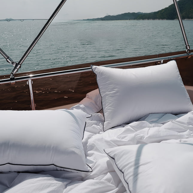 Feather Pillow with 3 Chamber Filling - Down Feather Pillow And 100% Egyptian Egyptian Cotton