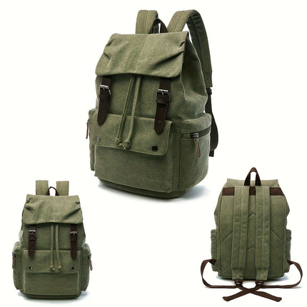 Large Capacity Vintage Canvas Backpack, a Classic Casual Bag with Multiple Functional