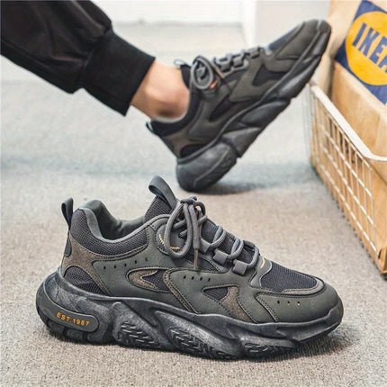 Men's Breathable Mesh Sports Sneakers -  & PVC Low-Top Cushioning Running Shoes