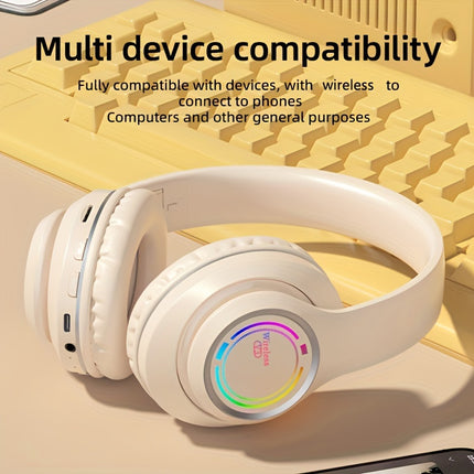 Wireless Over-Ear Headphones with Multi-Color LED Lights - Comfortable, Foldable Design