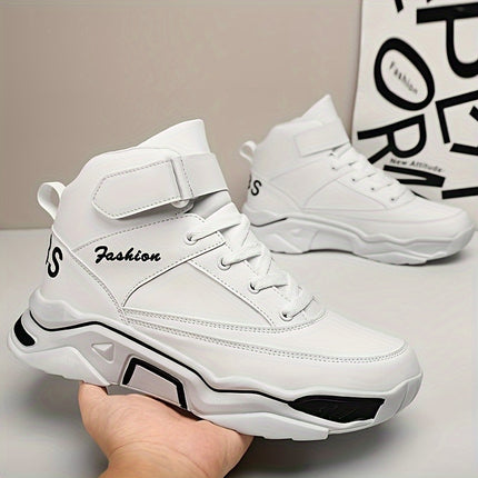 Unisex Mid-Top Sneakers - White & Black