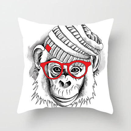 Cartoon Animal Series Peach Skin Fabric Sofa Pillowcase Cushion Cover
