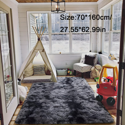 1pc soft plush area Mat, non-slip plush Mat, soft plush bedside Mat, tie dye living room Mat,