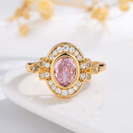 Womens Light-Luxury Waterdrop Ring With Colorful Gemstones
