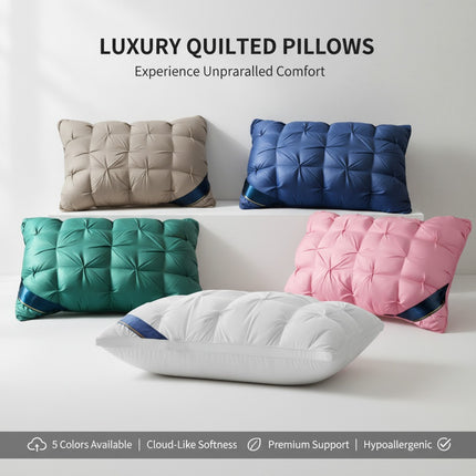 2pcs Fluffy Sleep Pillows | Adult Family Hotel Gift, 100% Polyester Fiber, Moderate Support,