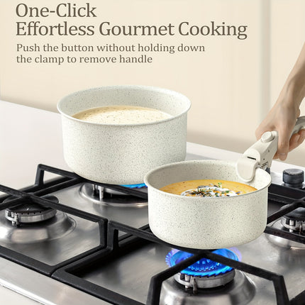 3Qt Pots with Removable Handles, Non Toxic Saucepan Set with Detachable Handle