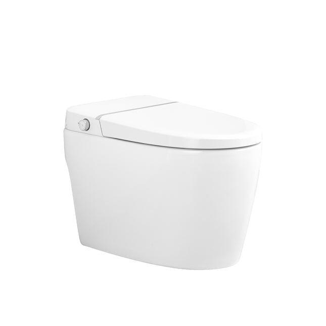 Smart Toilet Bidet Combo with Foot Sensor Open Cover/Seat, Self-Cleaning Nozzle, Heated Seat, Night Light, Knob Control, Power Outage Flushing, Soft Close, Auto Flush, with Remote Control