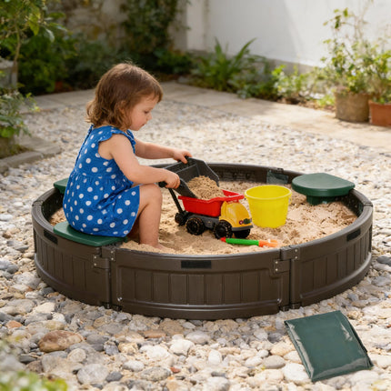Easy Assembly Children's Round Sandbox,Kids Outdoor Sandbox