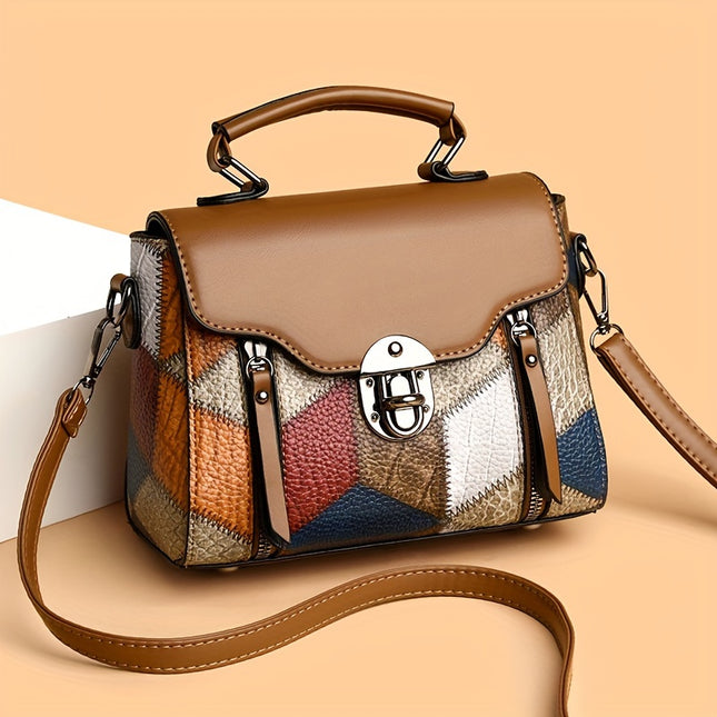 Geometric Handbag - Adjustable Shoulder Strap, Large Capacity Anti-Theft Zipper Closure