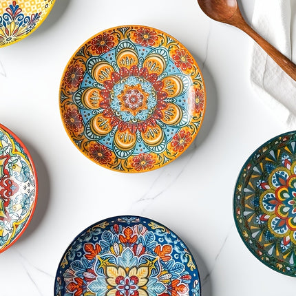 4pcs & 2pcs Ceramic Dinnerware Set with 7-Inch Deep Plates, Multi-Functional for Salads