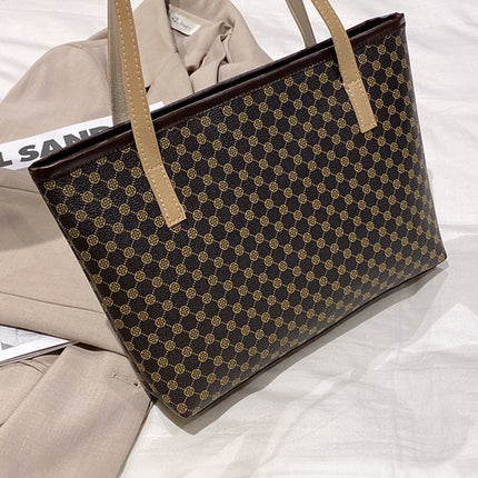 Camel Leopard Print PU Leather Tote Bag