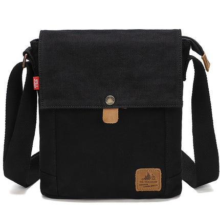 Casual Canvas Messenger Bag, Korean Style Vertical Flat Crossbody Shoulder Bag with Adjustable