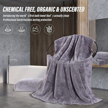 2 Pack Premium Bath Towel Set - Quick Drying - Microfiber Coral Velvet Highly Absorbent Towels