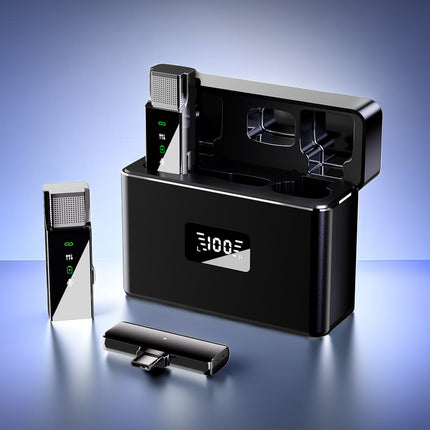 Double Microphone Wireless Collar Clip Microphone Outdoor Short Video Recording Live