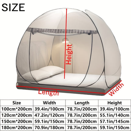 Easy Pop-Up Mongolian Yurt Mosquito Net - 100% Polyester Canopy with Steel Wire Frame - 360-Degree Protection, Portable & Foldable Bed Tent with U-Shaped Zipper - Breathable & Washable - Insect Shield for Bedroom Comfort & Ou