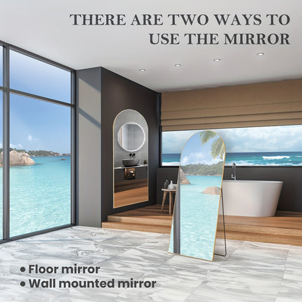 Aluminum Full Body Mirror] Full Body Mirror Arched/Rect Full Length Mirror | With Stand