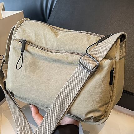 Multi Pockets Cross-body Bag, Nylon Shoulder Bag, Versatile Square Bag for Travel, Daily