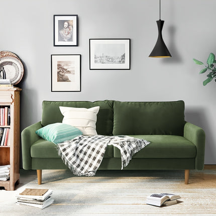 Sofa For Small Spaces, Modern Army Green Fabric Couch With Plush Comfort