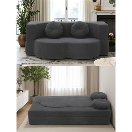 Sofa Bed with Pillow - Portable Space-Saving Convertible Floor Sofa & Mattress Recliner Suitable