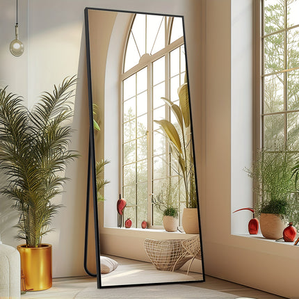 Tall Mirror With Stand, Tall Full Body Mirror, Hanging Or Leaning For Wall, Aluminum