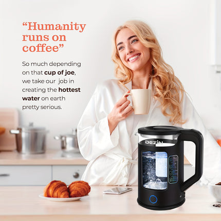 [LED Glass Electric Kettle] 1.5L Borosilicate Glass Electric Kettle with Blue LED Light