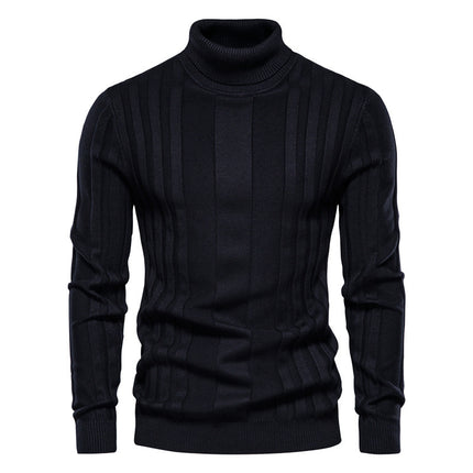 Men's Turtleneck Sweater Casual Knit Solid Color Pullover